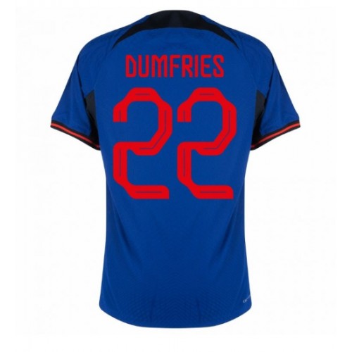 Netherlands Denzel Dumfries #22 Replica Away Shirt World Cup 2022 Short Sleeve
